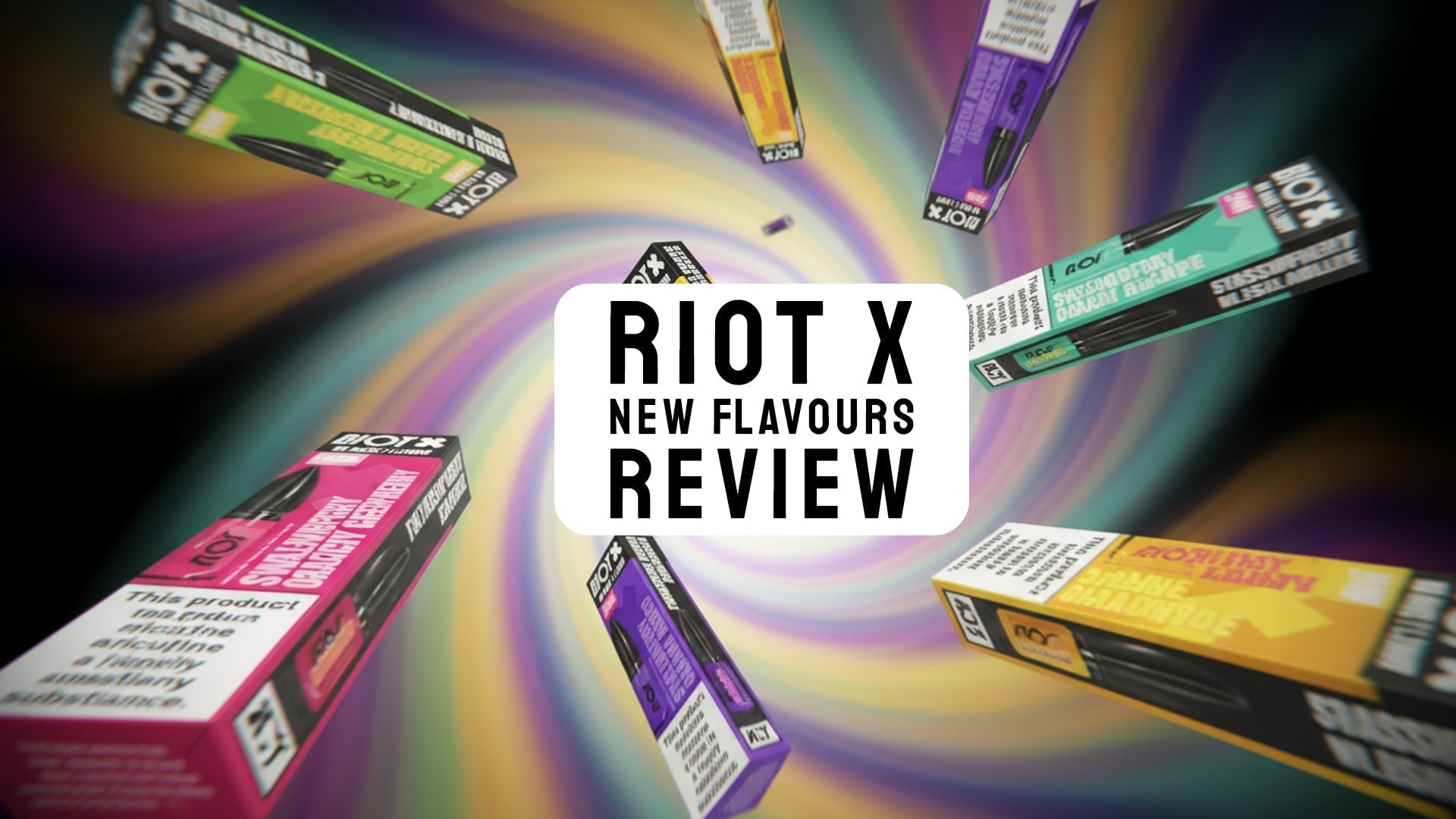 new riot x flavours on a colourful background