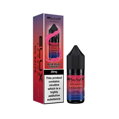 Elux Legend Nic Salts Blue Razz Cherry vape juice packaging on a white background