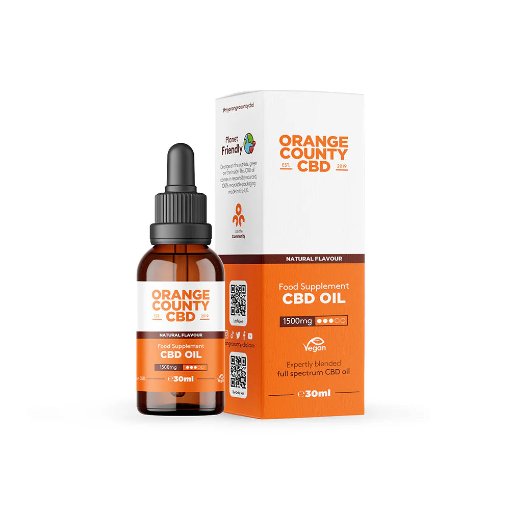 1500mg full spectrum cbd oil bottle and box by orange county cbd