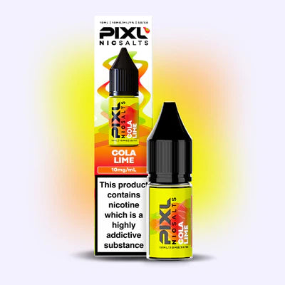 PIXL Cola Lime nicotine salt e-liquid bottle and packaging on a white background