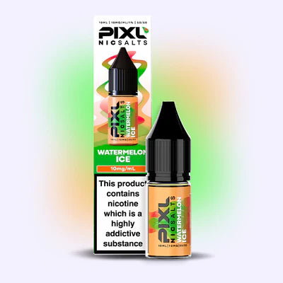 PIXL Nic Salts Watermelon Ice e-liquid bottle and packaging on a white background