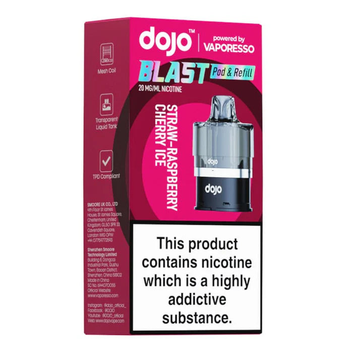 dojo blast 6000 replacement pod straw raspberry cherry