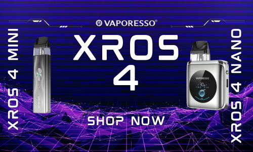 vaporesso xros 4 nano and xros 4 mini on a futuristic background mobile