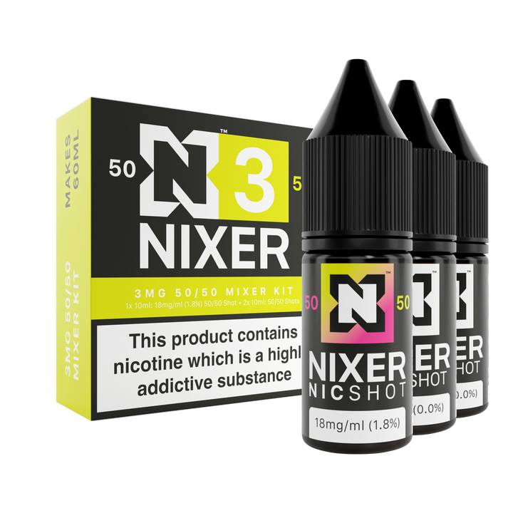 nixer 3mg 50/50 VG/PG freebase mixer nic shot kit