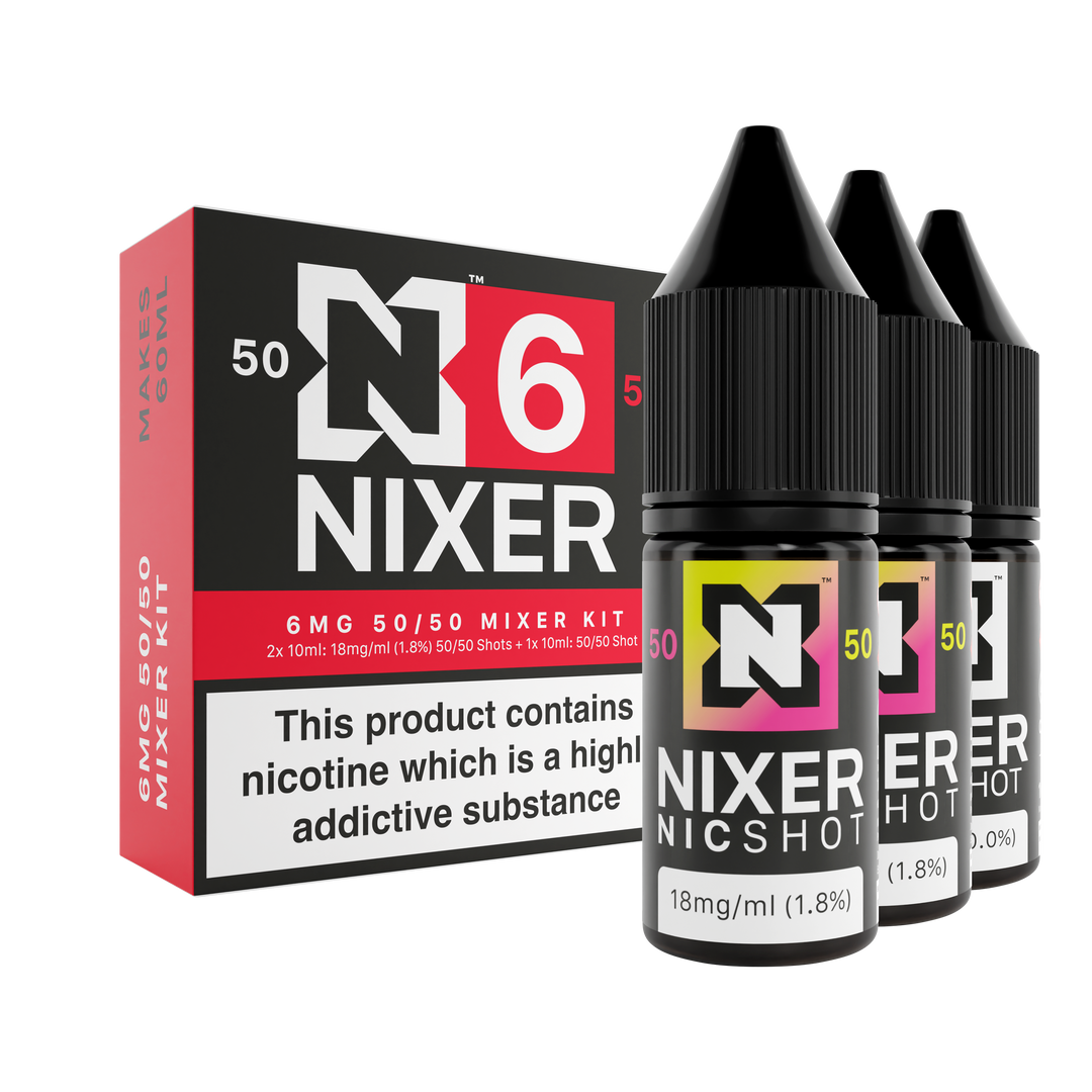 nixer 6mg 50/50 VG/PG freebase mixer nic shot kit